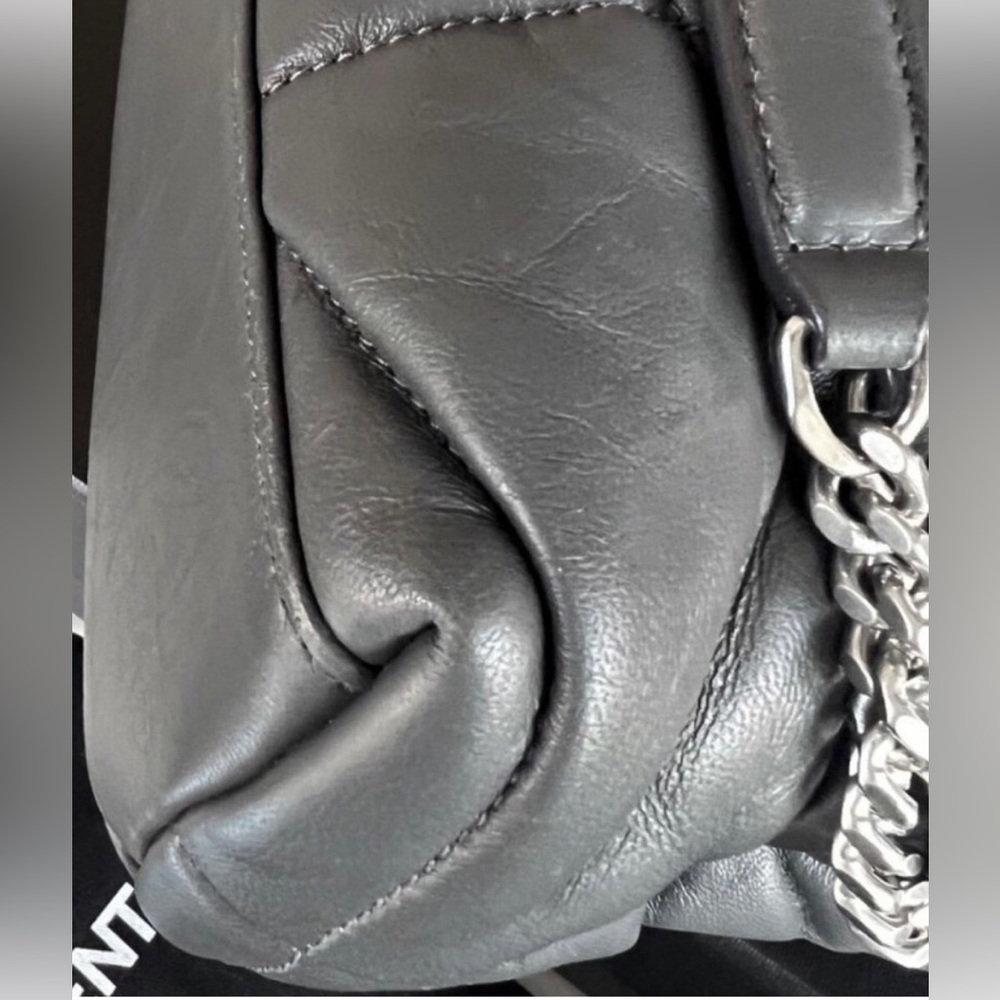 Yves Saint Laurent Small Puffer Bag - Quilted Lambskin, Storm Gray - Picture 8 of 12